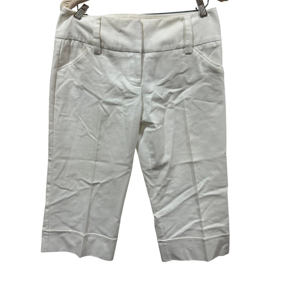 BCX White Capri Pants Womens Size 7 Stretch Cropped Trousers 0015Y8U